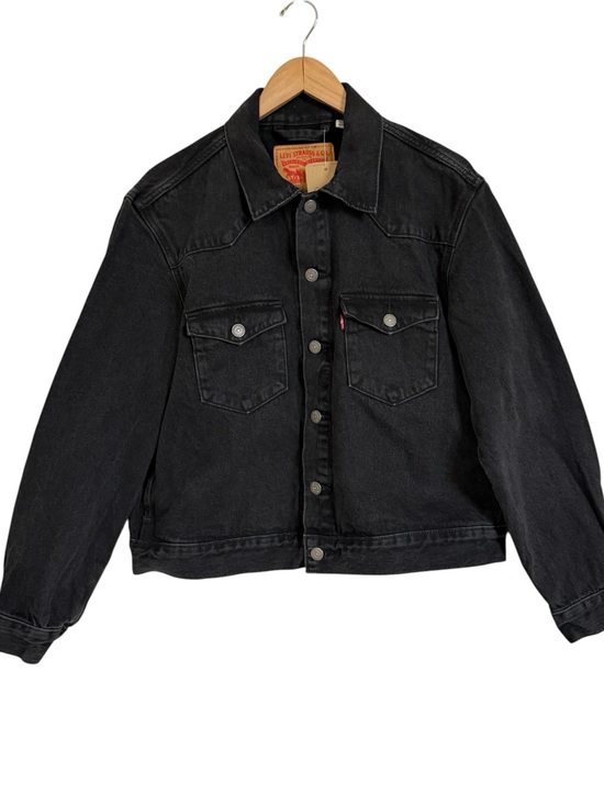 Levi's Other - Levi’s NWT Relaxed Black Denim Trucker Jacket Horseshoe Graphic Men’s M